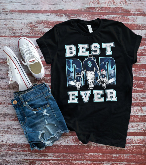 Seattle Kraken Best Dad Ever Walking With Kids T-Shirt