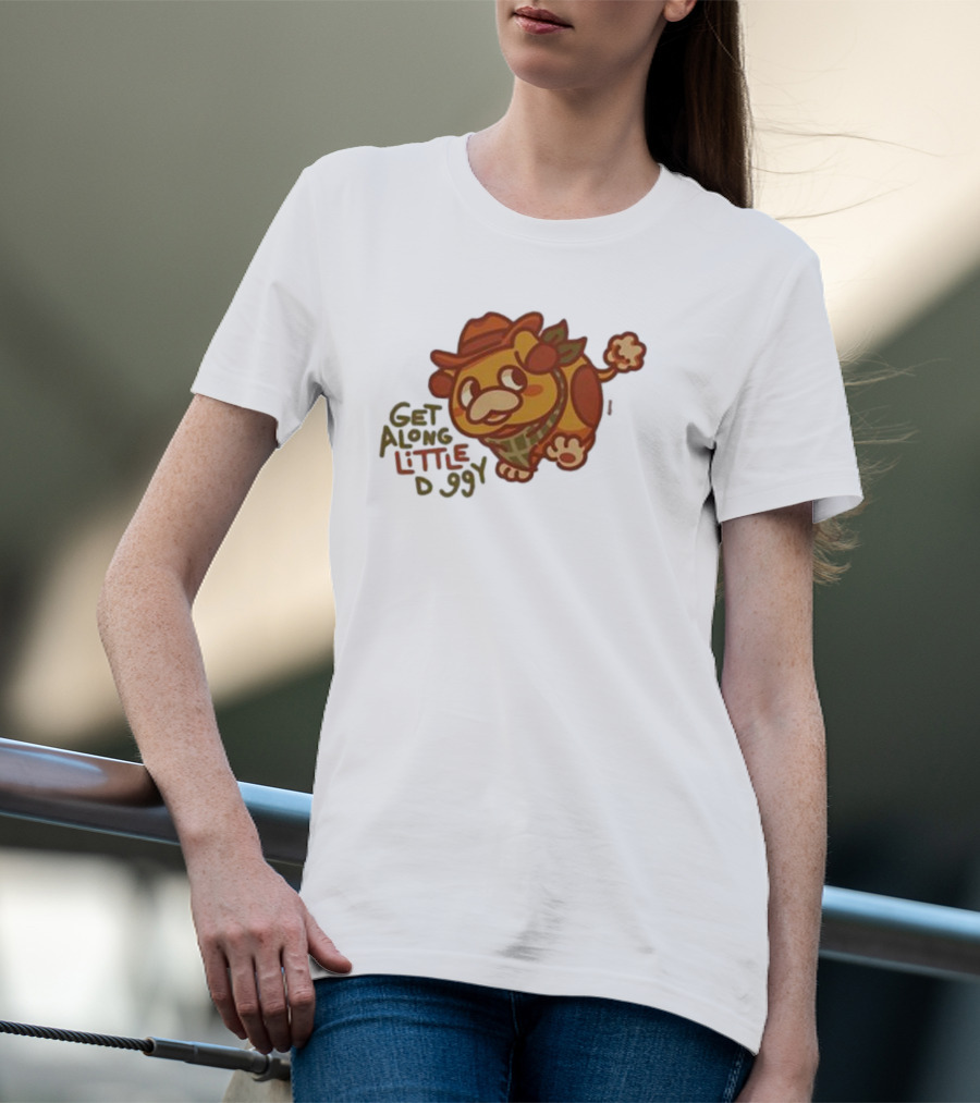 Get Along Little Doggy Cowboy Style Cartoon T-Shirt