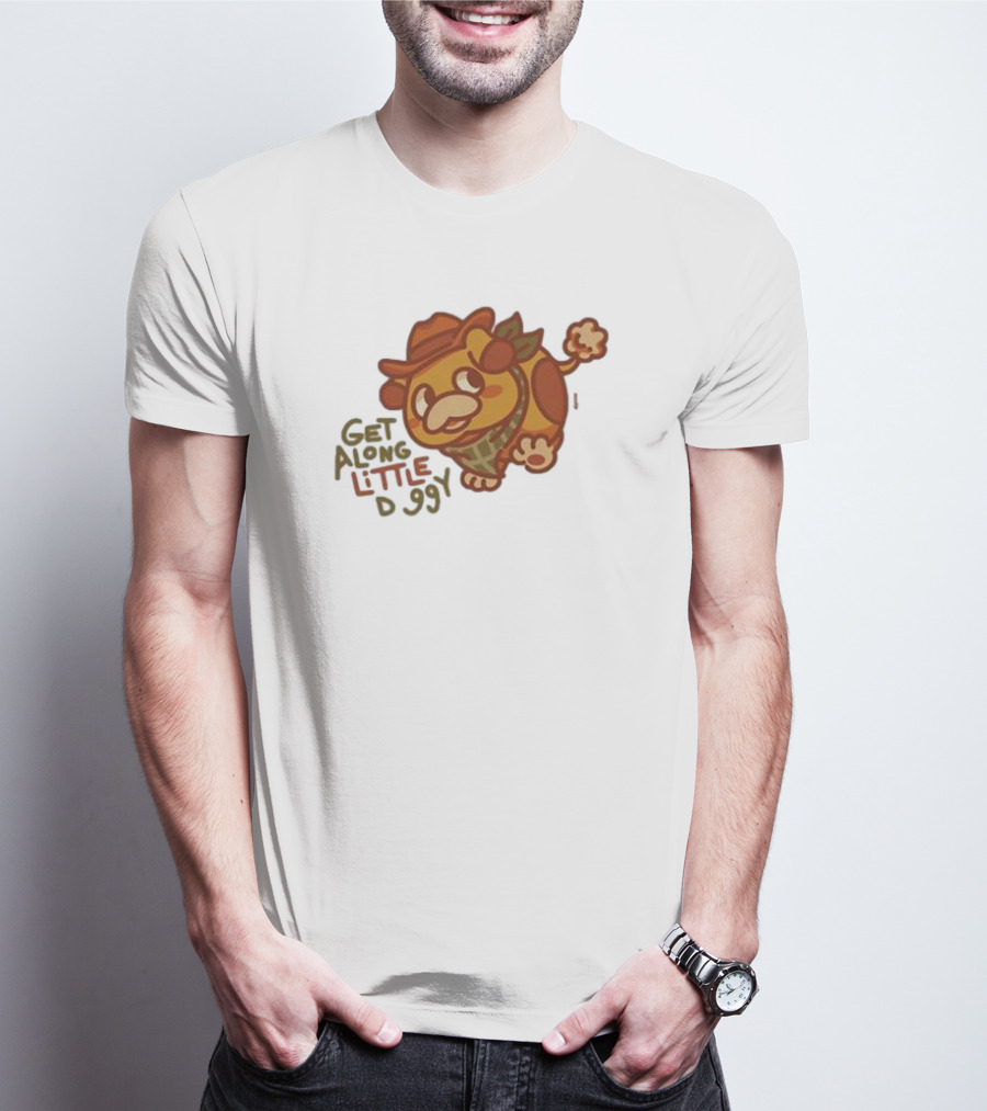 Get Along Little Doggy Cowboy Style Cartoon T-Shirt
