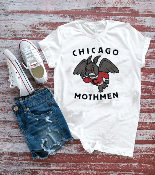 Chicago Mothmen Harebrained Design Winged Mascot C Logo Red Eyes T-Shirt