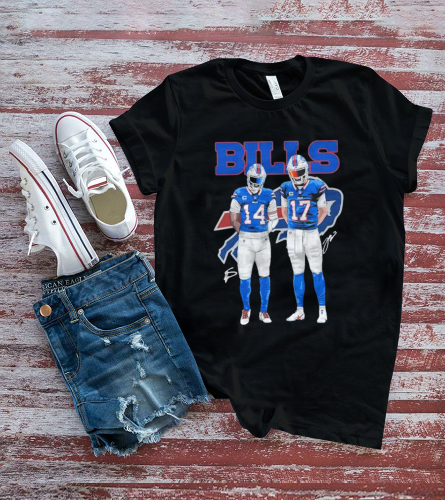 Buffalo Bills Stefon Diggs Josh Allen Bills Mafia Signature Logo 14 17 T-Shirt
