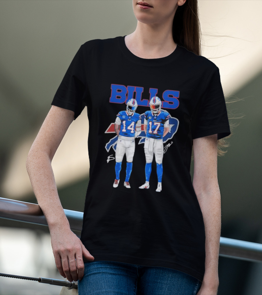 Buffalo Bills Stefon Diggs Josh Allen Bills Mafia Signature Logo 14 17 T-Shirt
