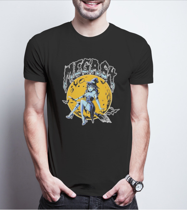 MEGASY MOON RIDER WITCH BROOMSTICK NIGHT SKY T-Shirt