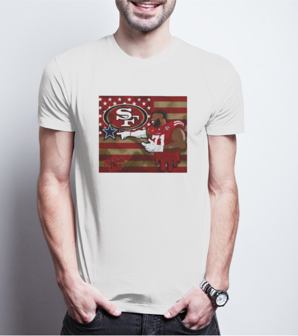 San Francisco 49ers Faithful Gear Trent Williams Defeat Cowboys America Flag SF T-Shirt