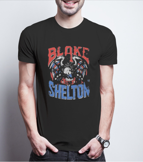 Blake Shelton USA Patriotic Black Eagle T-Shirt
