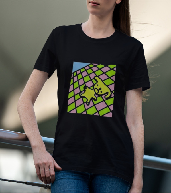 There's A Doggy On The Roof Checkerboard Zoe Bread T-Shirt