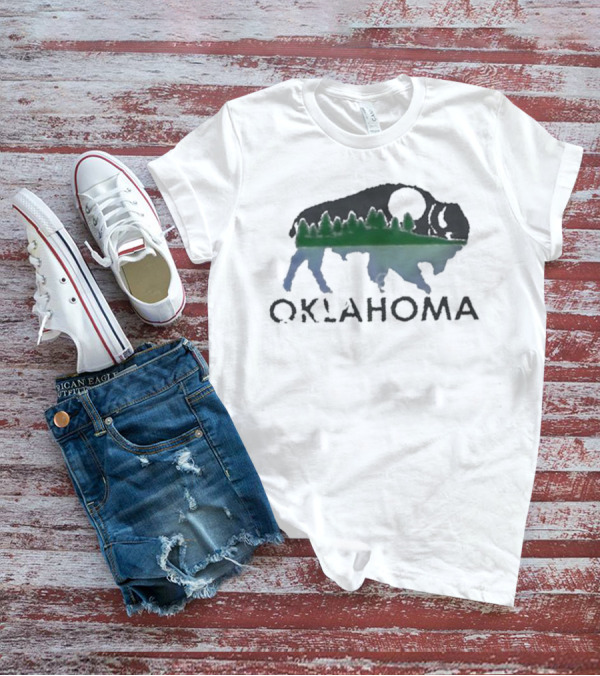 Oklahoma Wildlife Bison Forest Scene T-Shirt