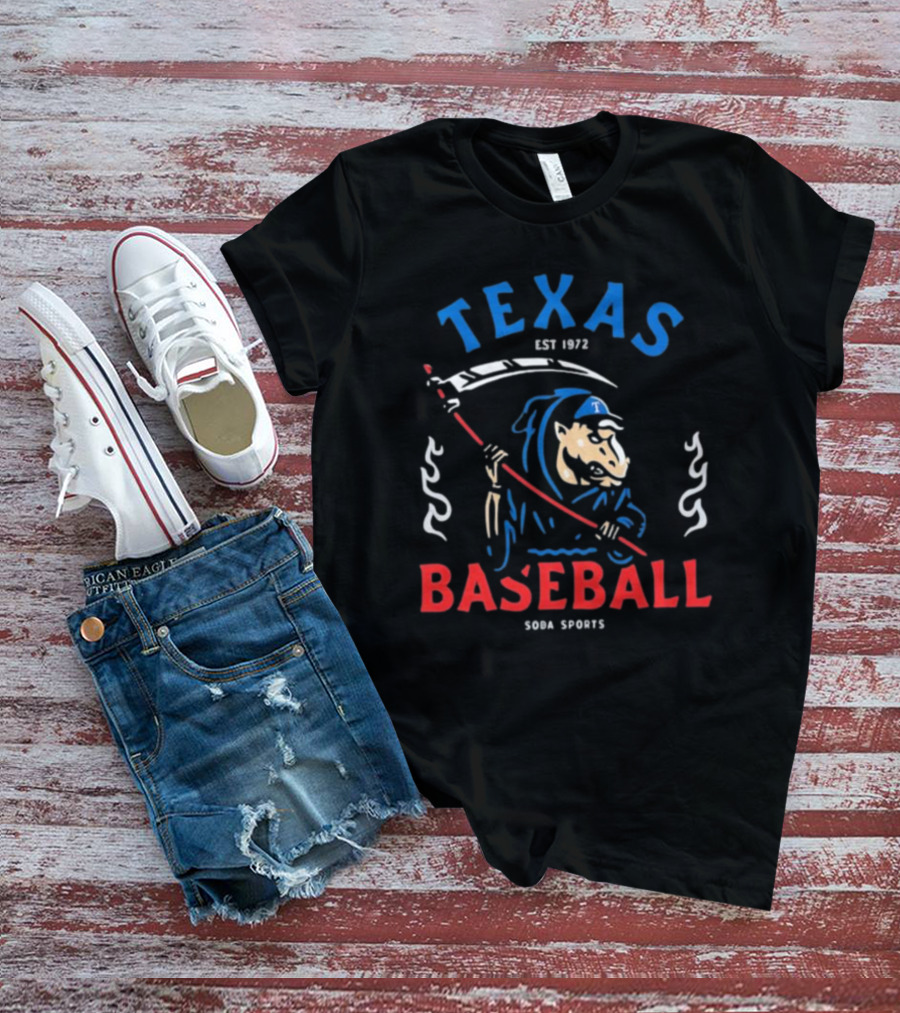 Texas Baseball Reaper Soba Sports Est 1972 T-Shirt