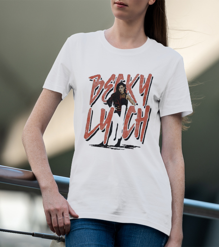 Becky Lynch Heather Gray Name Rough Text With Image T-Shirt