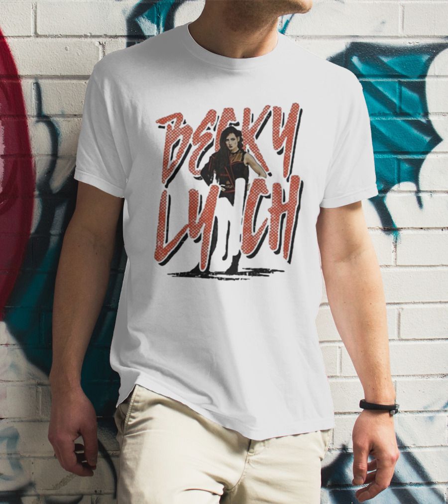 Becky Lynch Heather Gray Name Rough Text With Image T-Shirt