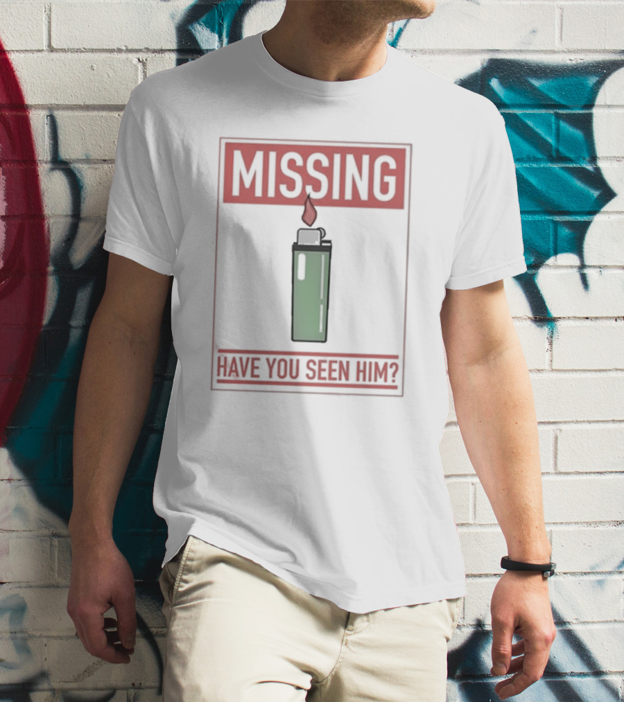 Missing Lighter Have You Seen Him Green Flame T-Shirt
