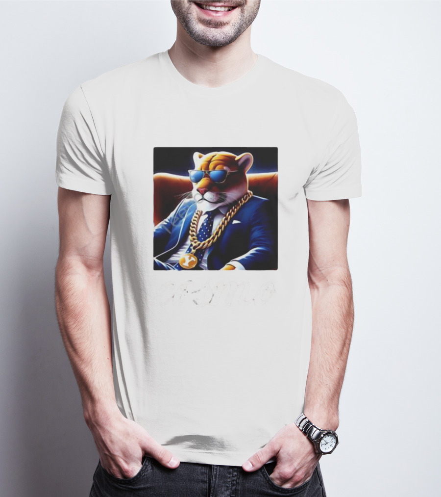 Jaylassoku Cosmo The Cougar In Sunglasses And Gold Chain T-Shirt