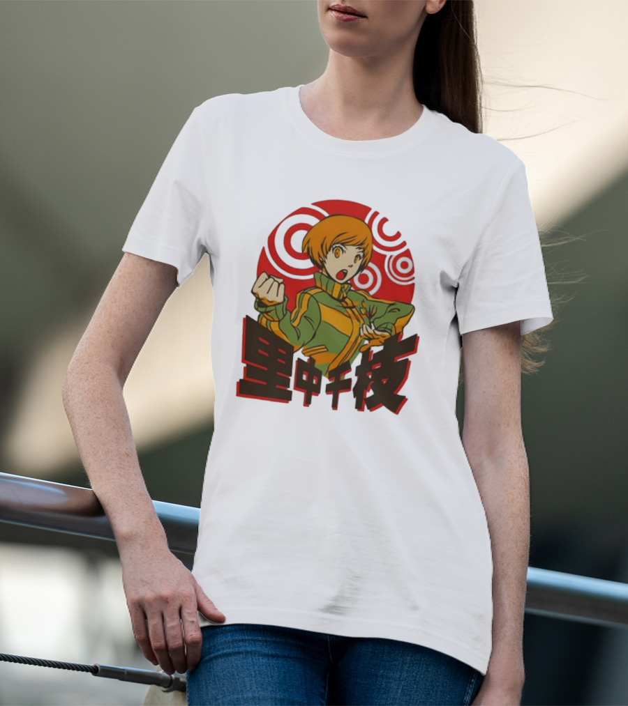 Persona 4 Dragon’s Fury Chie Satonaka Retro Red Circles T-Shirt