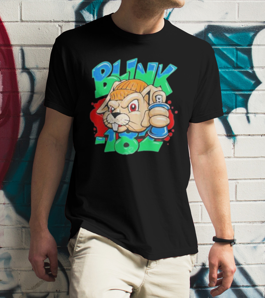 Blink-182 Senpapi Gabshiba Graffiti-Style Cartoon With Spray Can T-Shirt