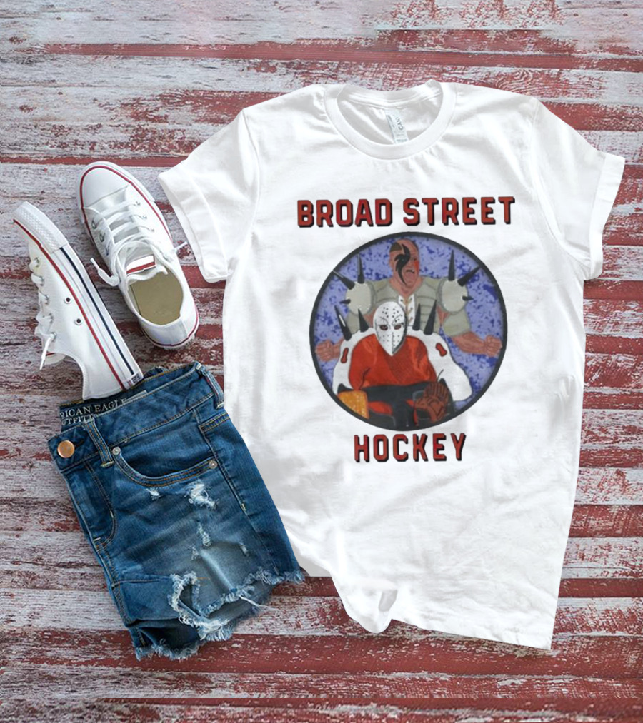 Broad Street Hockey Masked Player And Spiked Warrior T-Shirt