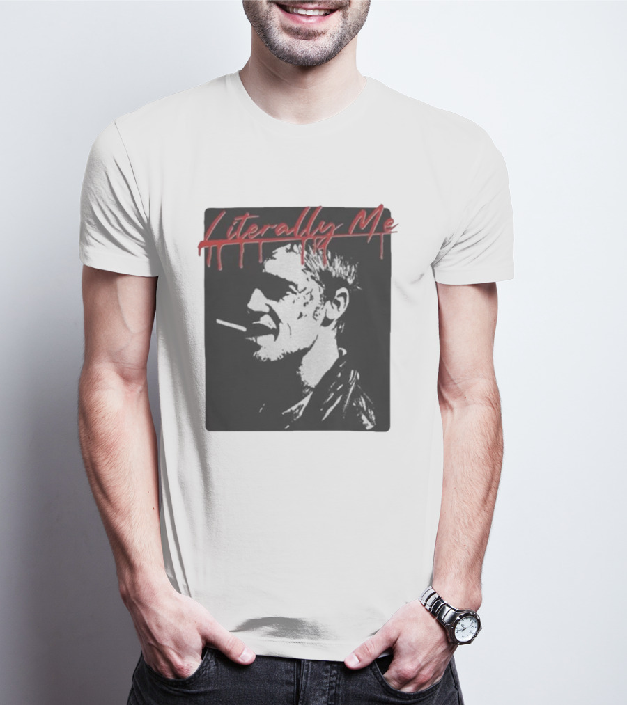 Literally Me Tyler Durden Smoking Silhouette Black And Red T-Shirt
