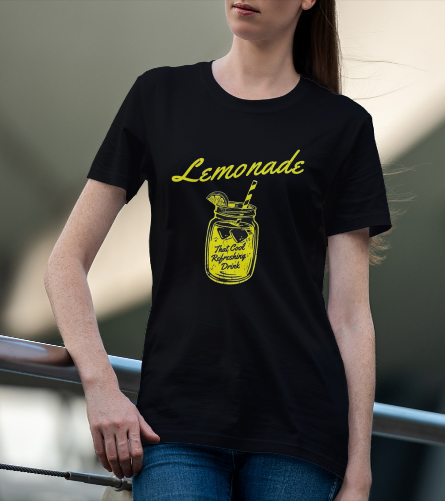 Lemonade That Cool Refreshing Drink Jar With Ice And Straw T-Shirt
