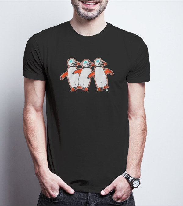 Miami Marlins Penguin Helmet Dance T-Shirt
