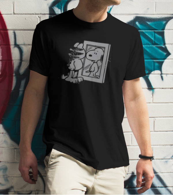 Garfield Snoopy Reflection In Mirror T-Shirt