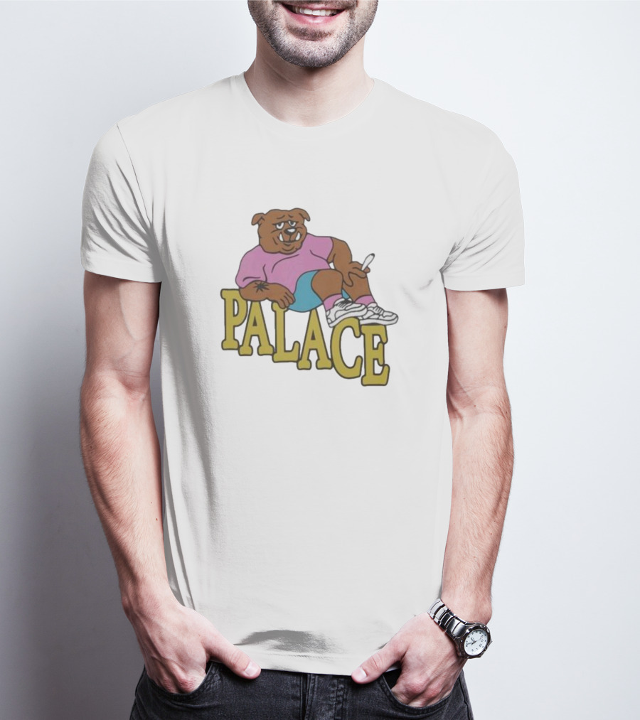 Palace Bulldog Relaxing With Cigarette Over T-Shirt