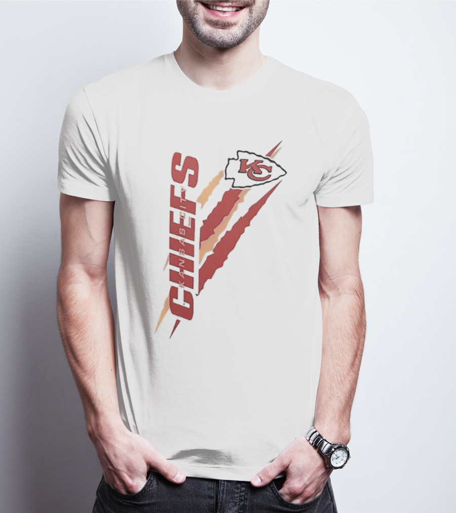 Kansas City Chiefs KC Arrowhead Logo Red Yellow Scratch Marks T-Shirt