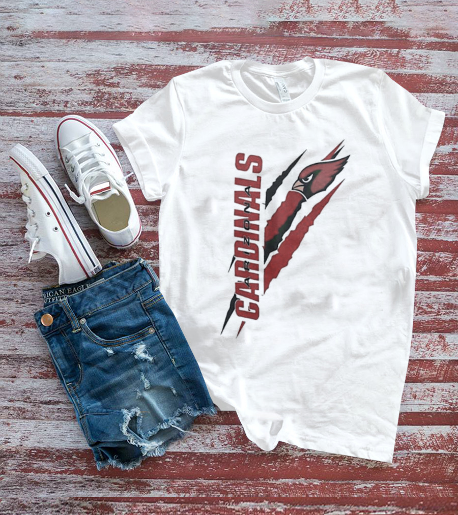 Arizona Cardinals Vertical Scratch Logo NFL Fan Gear T-Shirt