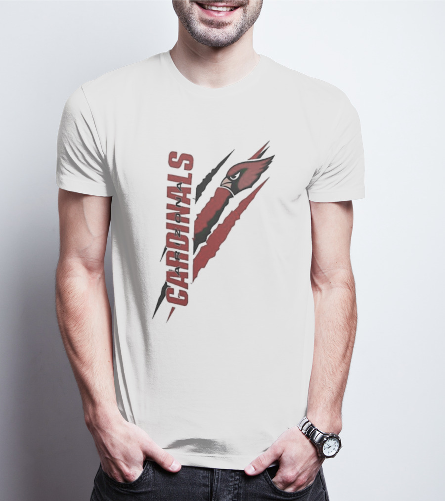 Arizona Cardinals Vertical Scratch Logo NFL Fan Gear T-Shirt
