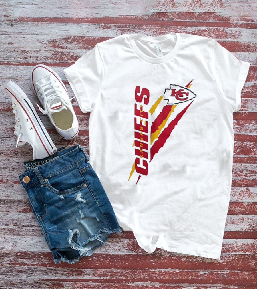 Kansas City Chiefs KC Red Yellow Scratch Design Starter T-Shirt