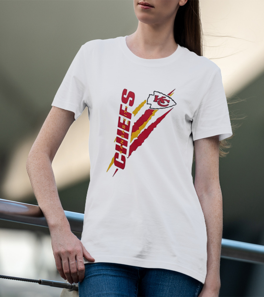Kansas City Chiefs KC Red Yellow Scratch Design Starter T-Shirt