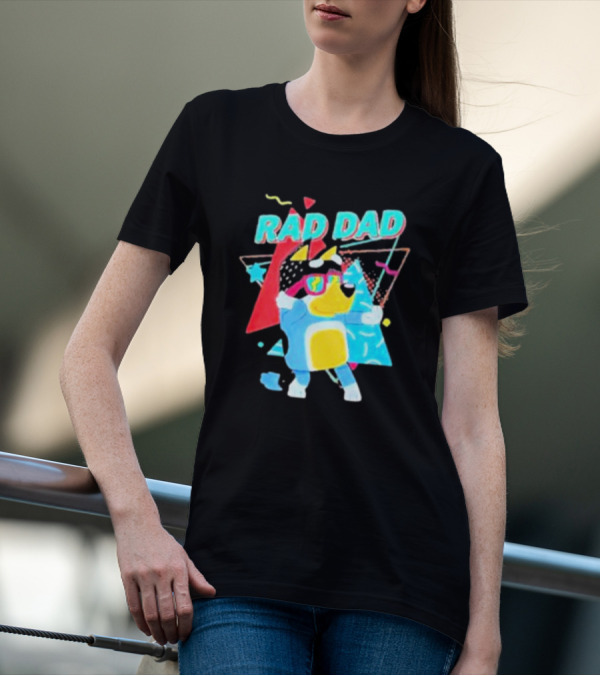 Rad Dad Colorful 80s Style Dog T-Shirt