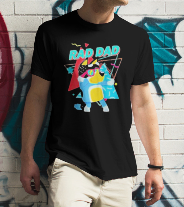 Rad Dad Colorful 80s Style Dog T-Shirt