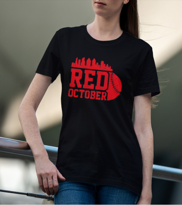 Philly Philadelphia Red October Baseball Skyline T-Shirt
