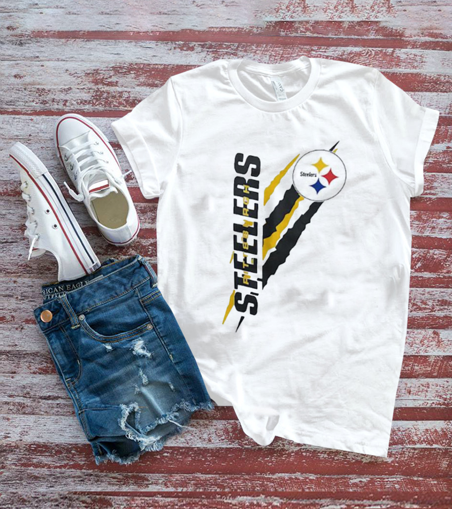 Pittsburgh Steelers Yellow Scratch Emblem T-Shirt