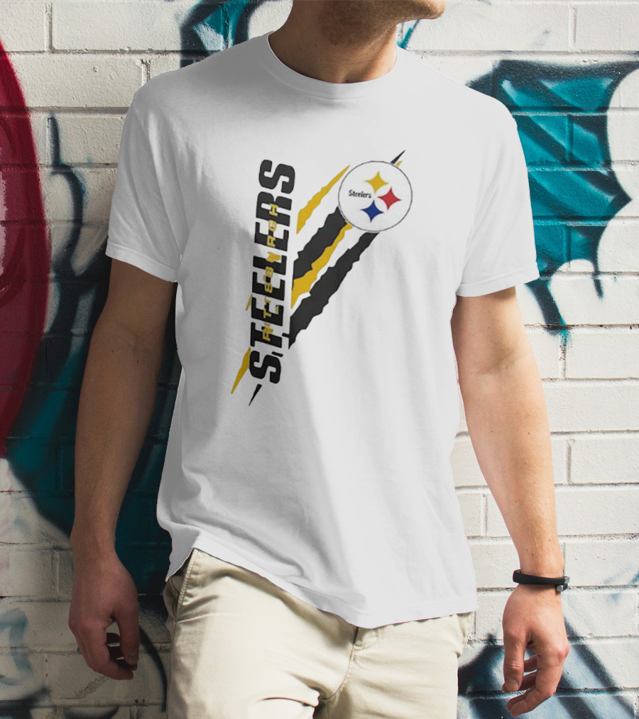 Pittsburgh Steelers Yellow Scratch Emblem T-Shirt