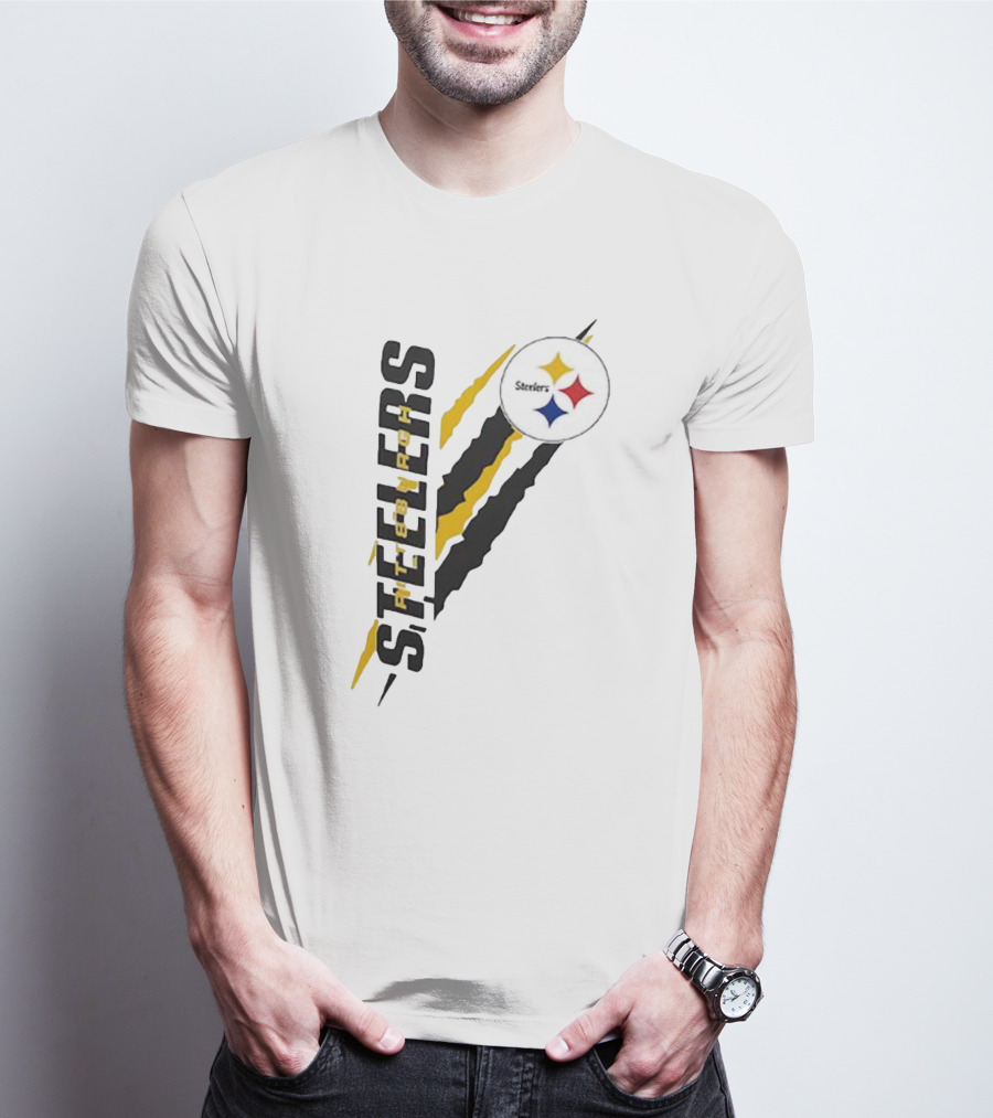 Pittsburgh Steelers Yellow Scratch Emblem T-Shirt
