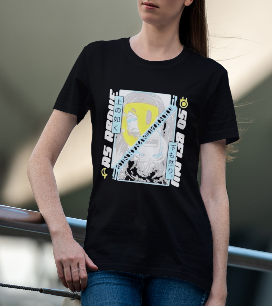 As Above So Below Yellow Mask Dual Face T-Shirt