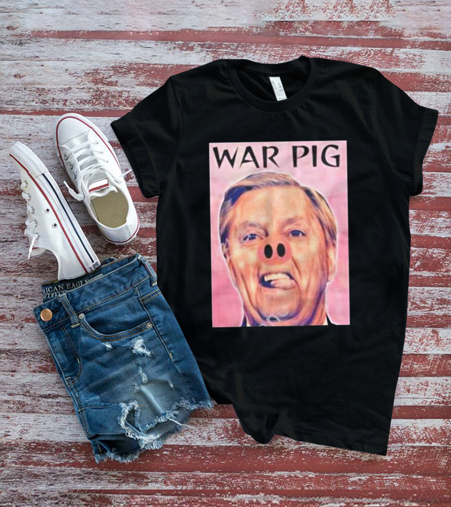 Infinitezeal Lindsey Graham War Pig Pink Nose Image T-Shirt