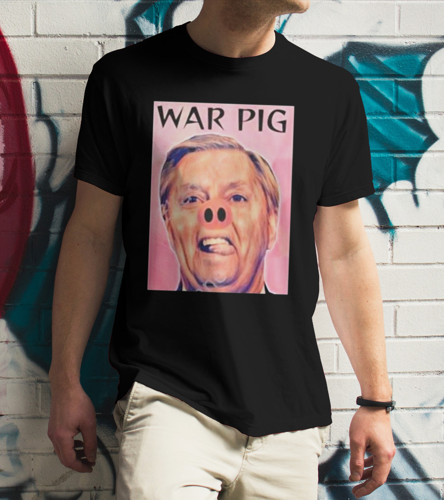 Infinitezeal Lindsey Graham War Pig Pink Nose Image T-Shirt