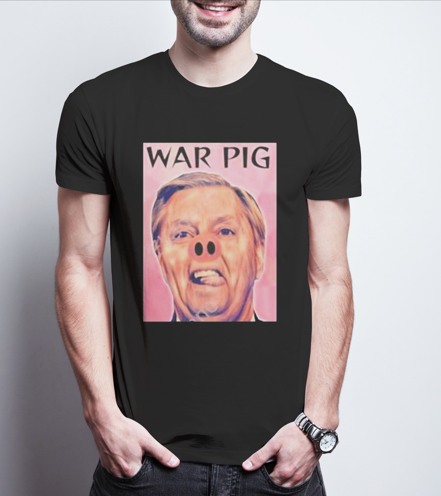 Infinitezeal Lindsey Graham War Pig Pink Nose Image T-Shirt