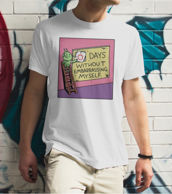 Days Without Embarrassing Myself With Green Character Placing Zero On Ladder T-Shirt