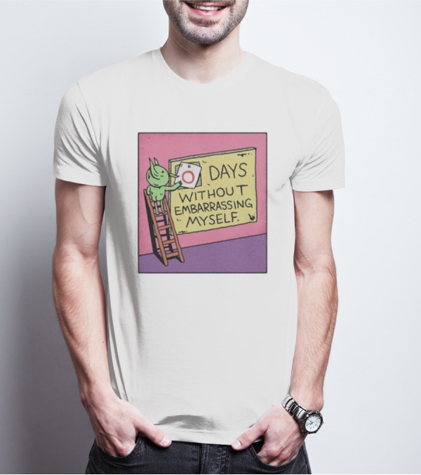Days Without Embarrassing Myself With Green Character Placing Zero On Ladder T-Shirt