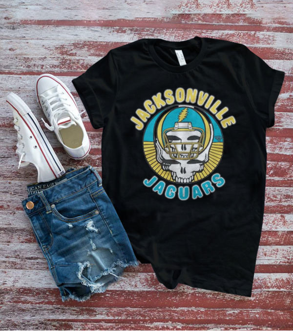 Jacksonville Jaguars Grateful Dead Skull Lightning Bolt Helmet Collaboration T-Shirt