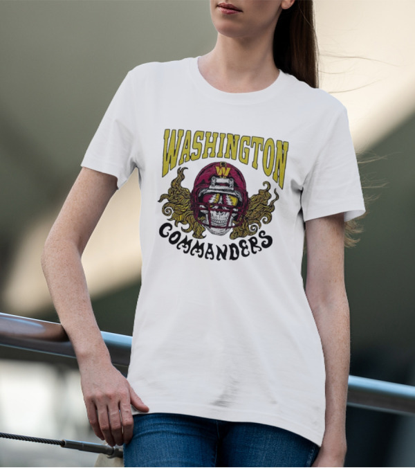 Washington Commanders Grateful Dead NFL Skull Helmet Collaboration T-Shirt