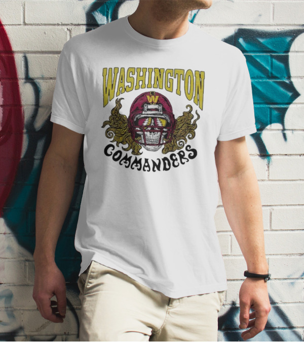 Washington Commanders Grateful Dead NFL Skull Helmet Collaboration T-Shirt