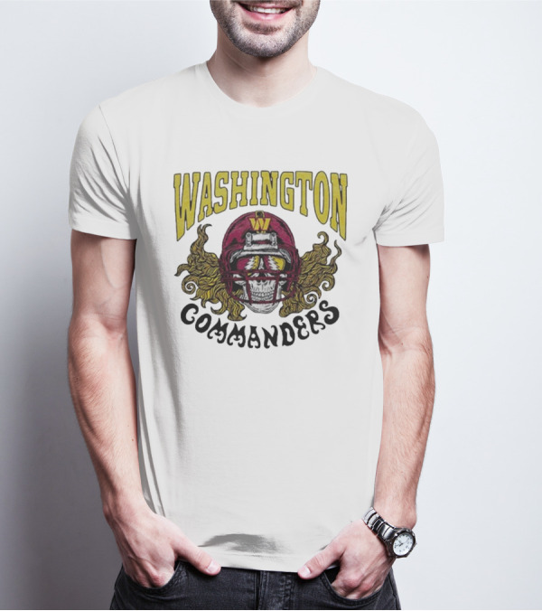 Washington Commanders Grateful Dead NFL Skull Helmet Collaboration T-Shirt