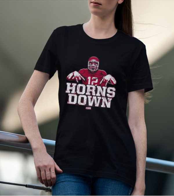 Horns Down 12 Oklahoma College Fans Football Player Gesture T-Shirt