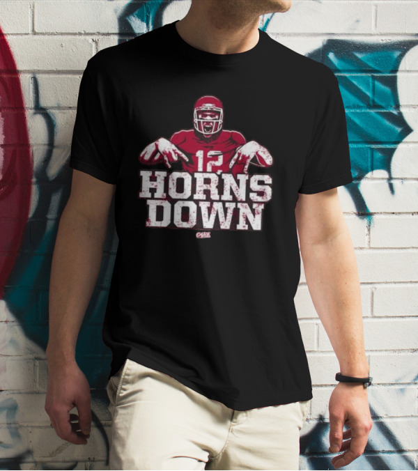 Horns Down 12 Oklahoma College Fans Football Player Gesture T-Shirt