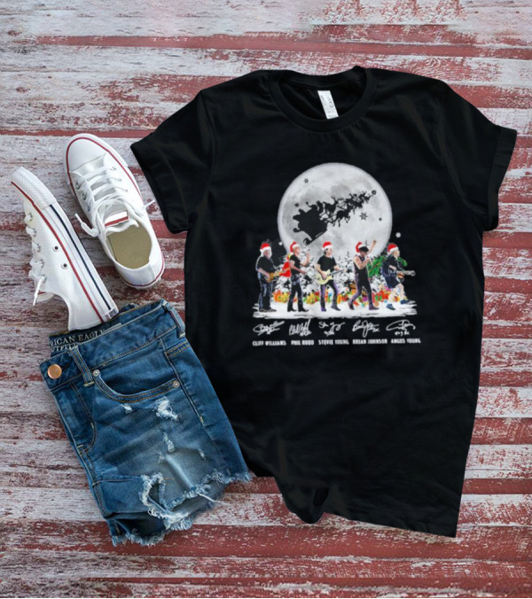 Santa AC DC Abbey Road Merry Christmas Cliff Williams Phil Rudd Stevie Young Brian Johnson Angus Young T-Shirt