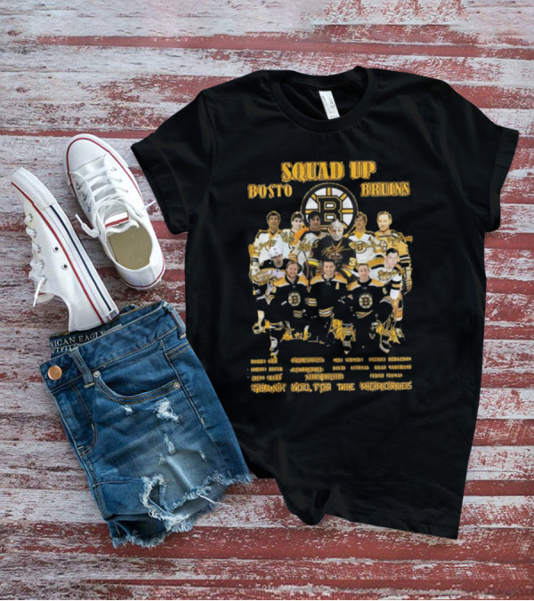 Squad Up Boston Bruins Bobby Orr Phil Esposito Zdeno Chara Thank You For The Memories T-Shirt