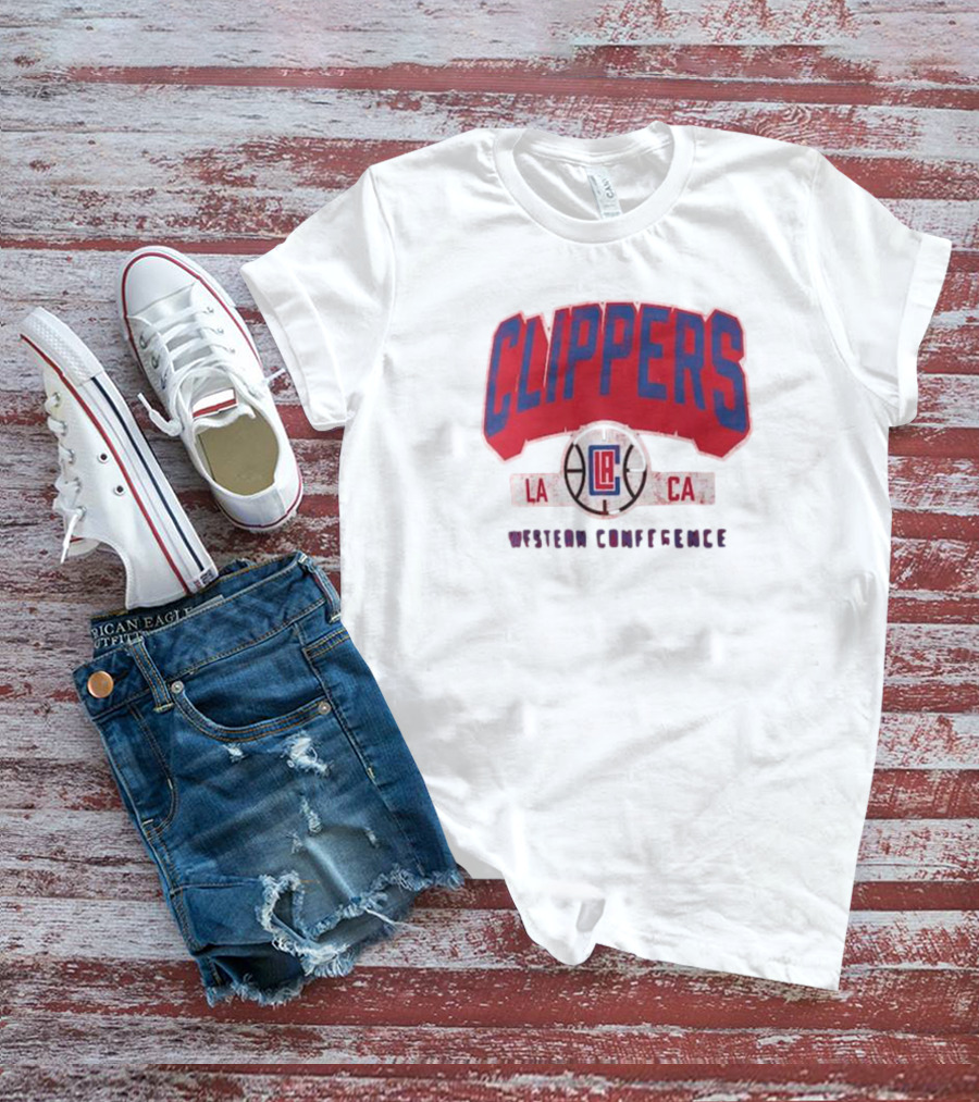 Clippers LA CA Western Conference Front Court Press Snow Wash T-Shirt